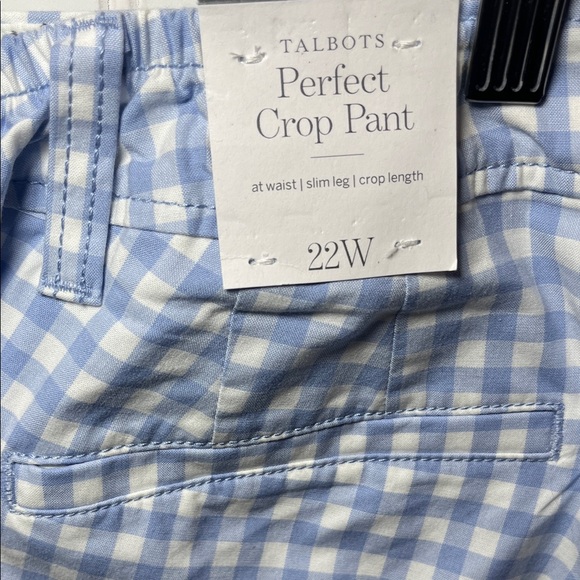 Talbots Perfect Crop Pant gingham blue & white checkered ankle pants NWT - Picture 8 of 13